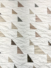 Quilt, textile art, khaki sailboats